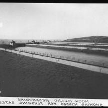 A historic picture of the Moon Island Reservoir in Boston, circa 1880